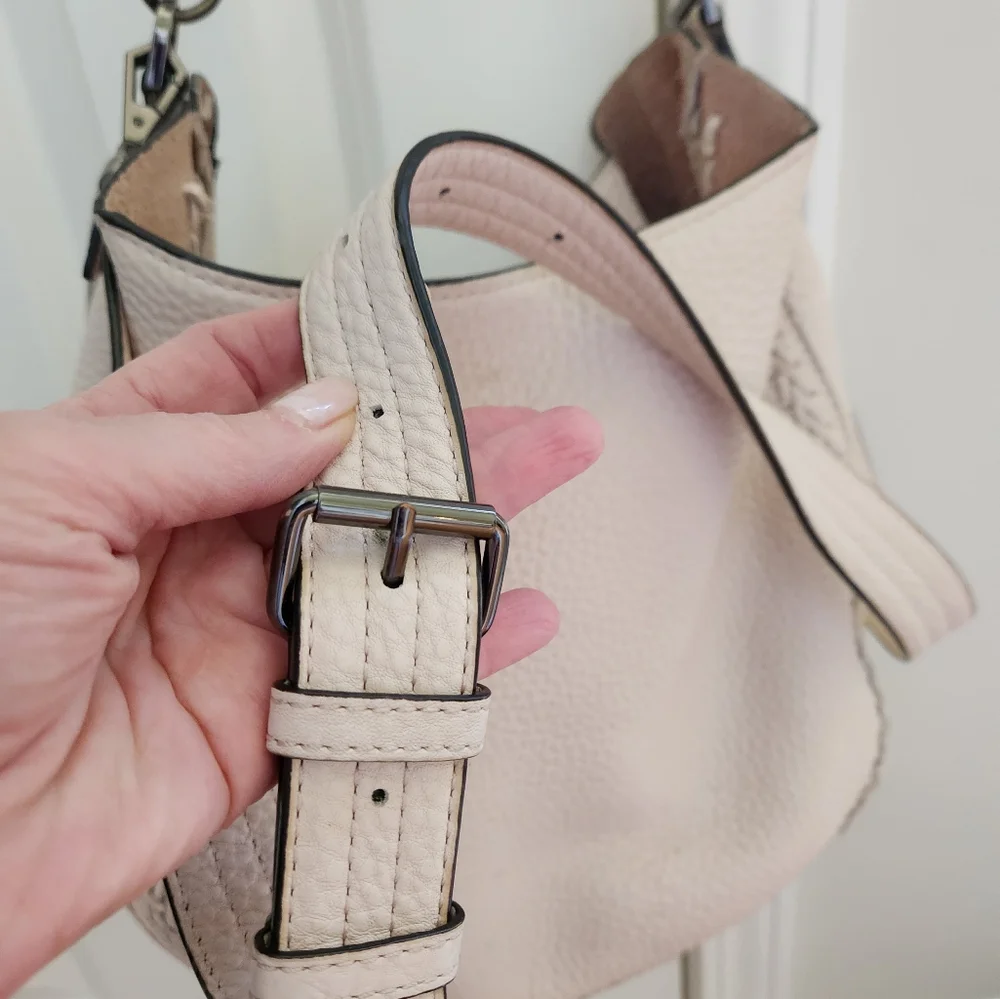 Rebecca Minkoff Unlined Whipstitch Leather Hobo Bag, Soft Blush - Picture 4 of 16